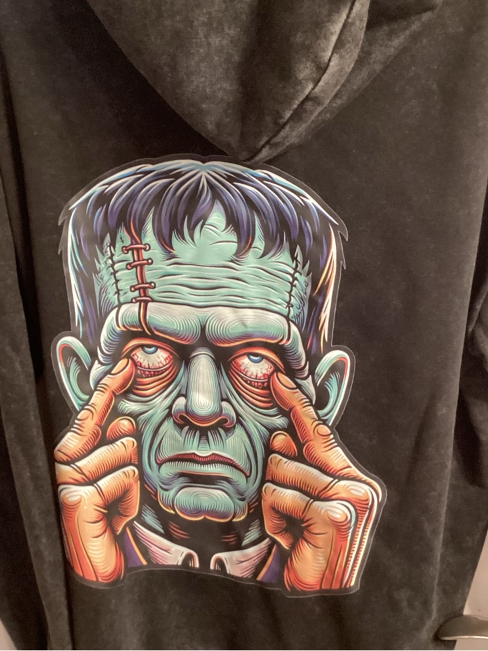 Mens Black Mineral-Wash Hoodie Sweatshirt